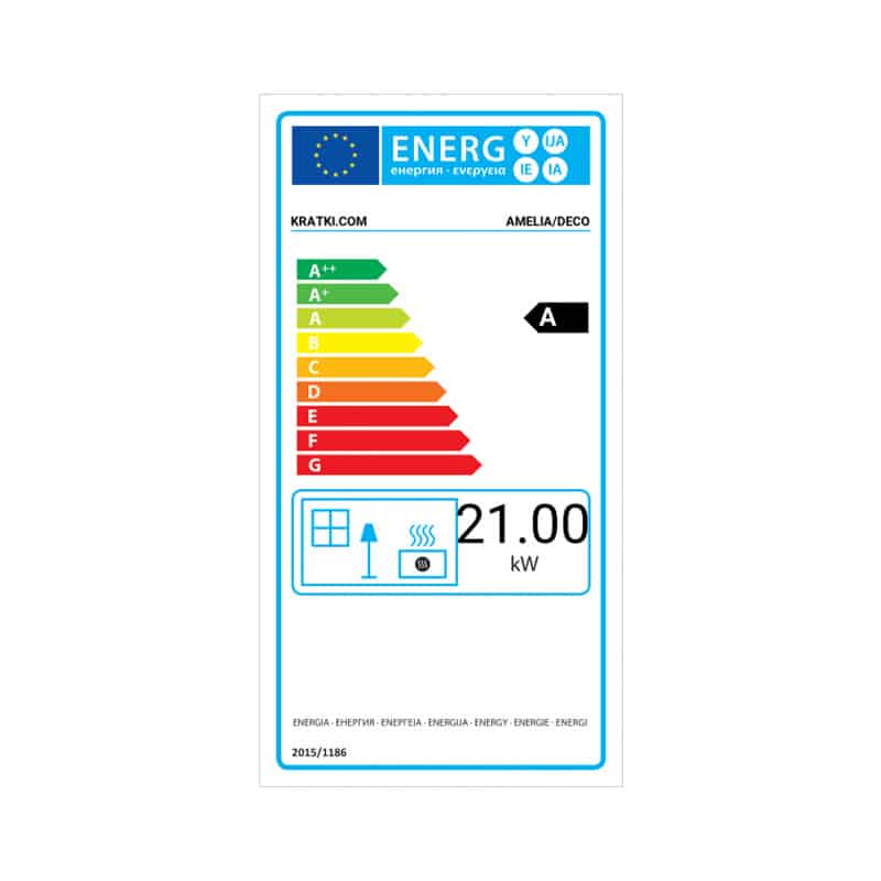 Kratki AMELIA DECO Ενεργειακό Τζάκι Ξύλου Αερόθερμο 21kw Ίσιο Μαντεμένιο με Ανοιγόμενη Πόρτα Ενεργειακή Καρτέλα