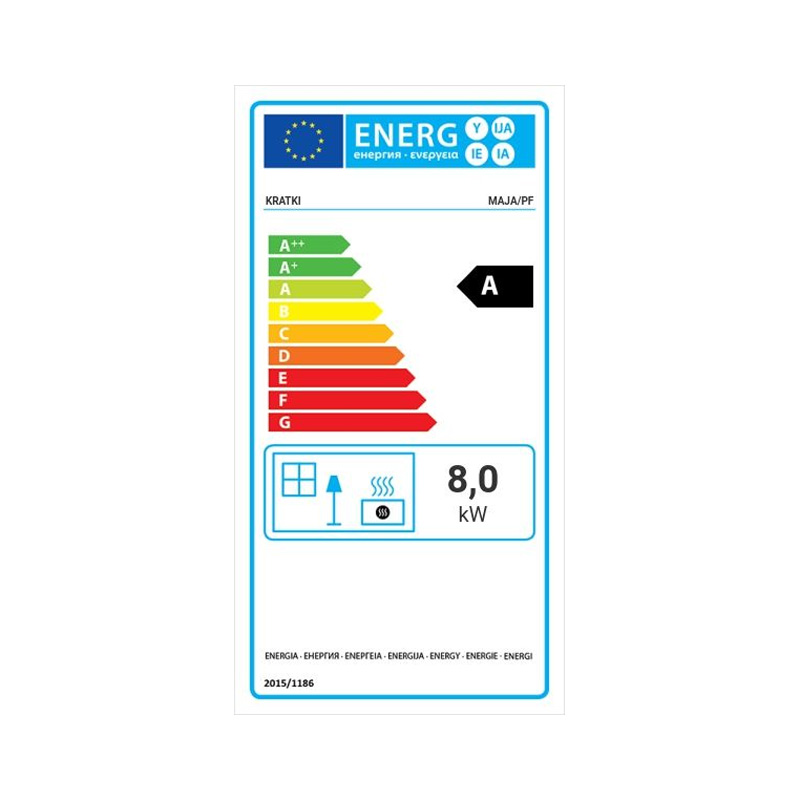 Kratki MAJA PF Ενεργειακό Τζάκι Ξύλου Αερόθερμο 8kw Ίσιο Μαντεμένιο με Ανοιγόμενη Πόρτα Ενεργειακή Καρτέλα