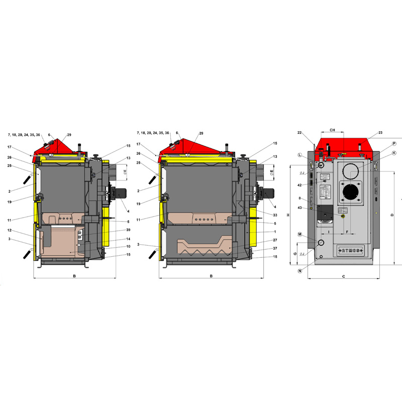 Atmos DC 40SX Λέβητας Πυρόλυσης Ξύλου 35000kcal/h Σχέδιο
