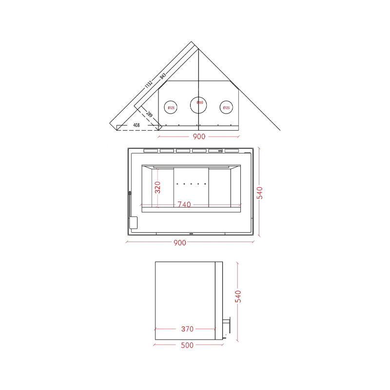 Χυτήρια Μισαηλίδης T-90 Crystal Ενεργειακό Τζάκι Κασέτα Ξύλου 14,7kW Ίσιο με Ανοιγόμενη Πόρτα