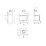 Kratki MBM L BS Ενεργειακό Τζάκι Ξύλου Αερόθερμο 10kw Αριστερή Γωνία από Χάλυβα με Ανοιγόμενη Πόρτα Τεχνικό Σχέδιο