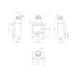 Kratki MBM PF Ενεργειακό Τζάκι Ξύλου Αερόθερμο 10kw Ίσιο από Χάλυβα με Ανοιγόμενη Πόρτα Τεχνικό Σχέδιο