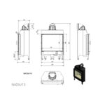 Kratki NADIA 13 Ενεργειακό Τζάκι Ξύλου Αερόθερμο 13kw Ίσιο από Χάλυβα με Ανοιγόμενη Πόρτα Τεχνικό Σχέδιο