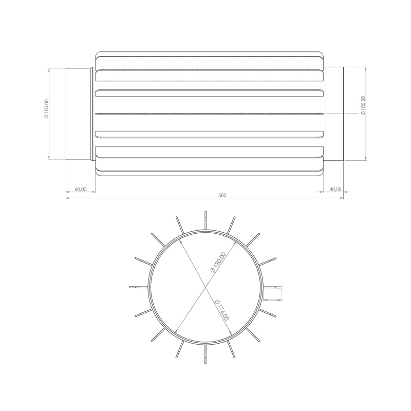 OEM Εναλλάκτης Θερμότητας Καπνοδόχου 180mm Μαύρου Χάλυβα