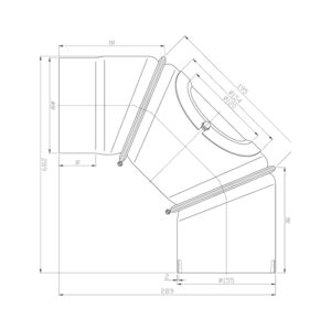 OEM Γωνία Σύνδεσης Καπνοδόχου 150mm 90° Ρυθμιζόμενη Μαύρου Χάλυβα