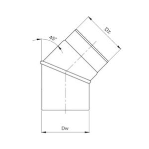 OEM Γωνία Σύνδεσης Καπνοδόχου 130mm 45° Ρυθμιζόμενη Μαύρου Χάλυβα