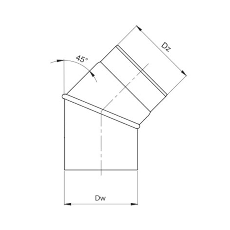 OEM Γωνία Σύνδεσης Καπνοδόχου 130mm 45° Ρυθμιζόμενη Μαύρου Χάλυβα Διαστάσεις