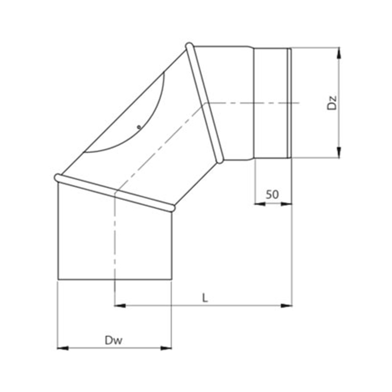 OEM Γωνία Σύνδεσης Καπνοδόχου 160mm 90° Ρυθμιζόμενη Μαύρου Χάλυβα Διαστάσεις