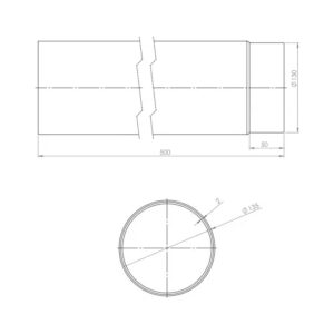 OEM Καμινάδα Καπνοδόχου 130mm 0,5m Μαύρου Χάλυβα