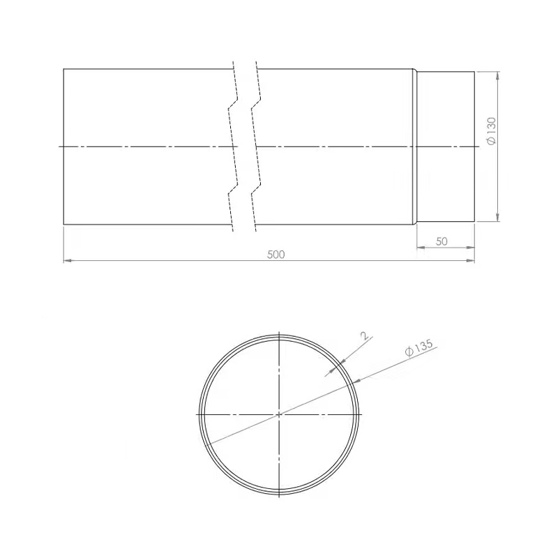 OEM Καμινάδα Καπνοδόχου 130mm 0,5m Μαύρου Χάλυβα