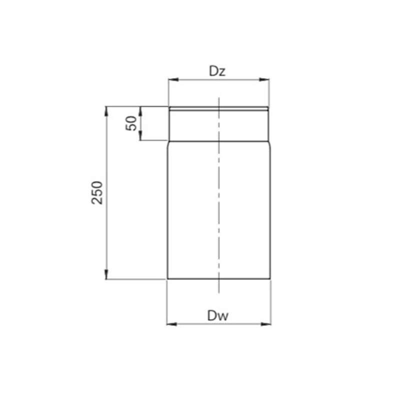 OEM Καμινάδα Καπνοδόχου 130mm 0,25m Μαύρου Χάλυβα Διαστάσεις