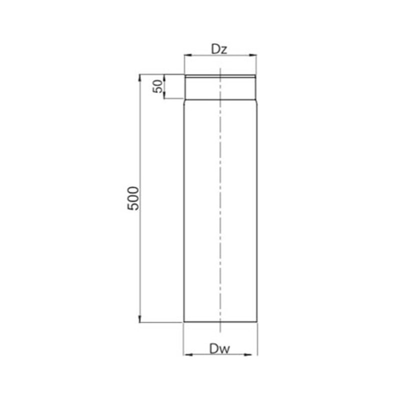 OEM Καμινάδα Καπνοδόχου 120mm 0,5m Μαύρου Χάλυβα Διαστάσεις