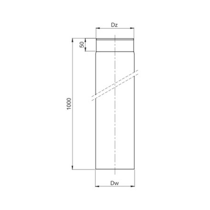 OEM Καμινάδα Καπνοδόχου 120mm 1m Μαύρου Χάλυβα Διαστάσεις