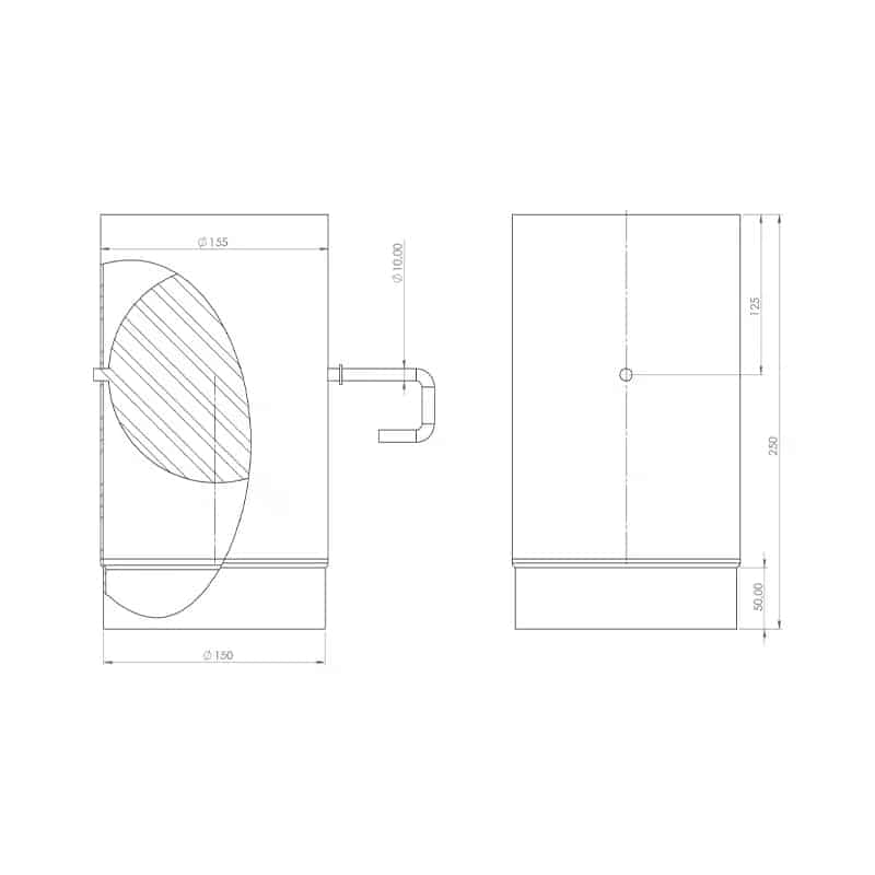 OEM Κλαπέτο Καπνοδόχου 150mm Μαύρου Χάλυβα Διαστάσεις