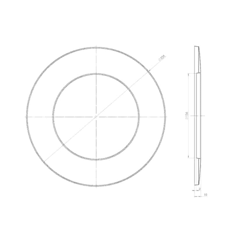 OEM Ροζέτα Καπνοδόχου 130mm Μαύρου Χάλυβα Διαστάσεις