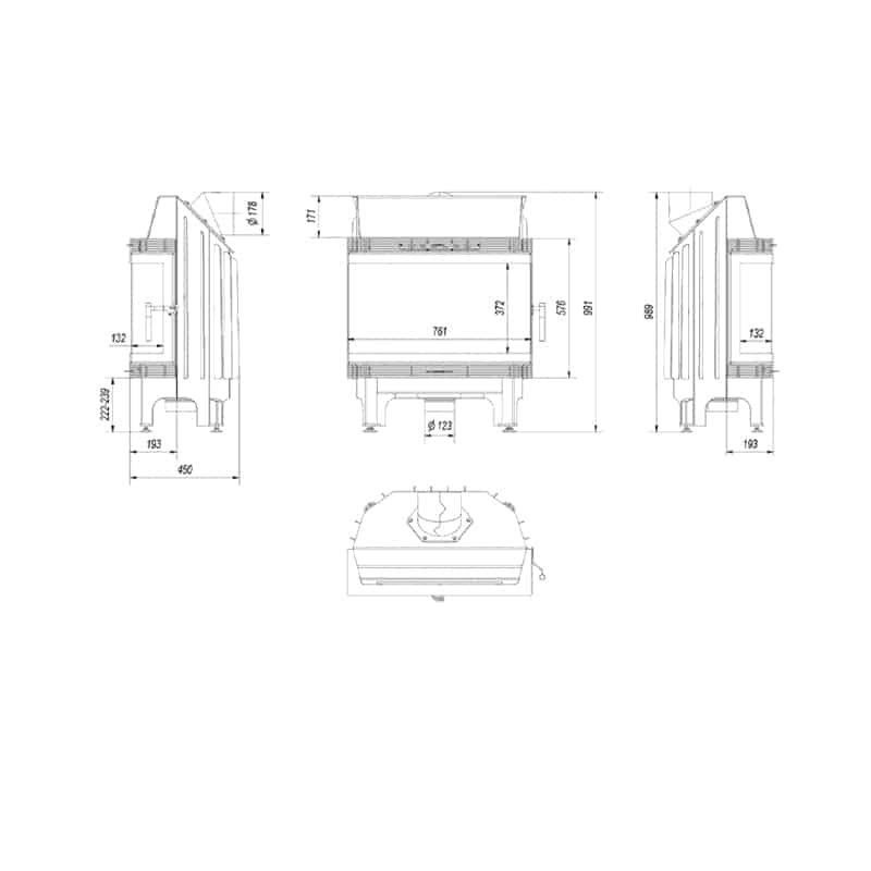 Kratki BLANKA/670/570/LP/BS Ενεργειακό Τζάκι Ξύλου Τεχνικό Σχέδιο