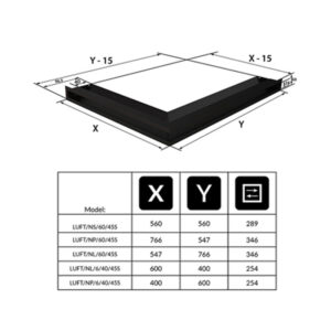 Kratki LUFT NS 60 45S C Περσίδα Τζακιού 56x56x6cm Γωνιακή Συμμετρική Μαύρη