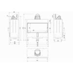Kratki LUCY 16 BLACK Ενεργειακό Τζάκι Ξύλου Αερόθερμο 16kw Ίσιο από Χάλυβα με Ανοιγόμενη Πόρτα Τεχνικό Σχέδιο