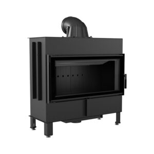 Kratki LUCY 16 BLACK Ενεργειακό Τζάκι Ξύλου Αερόθερμο 16kw Ίσιο από Χάλυβα με Ανοιγόμενη Πόρτα