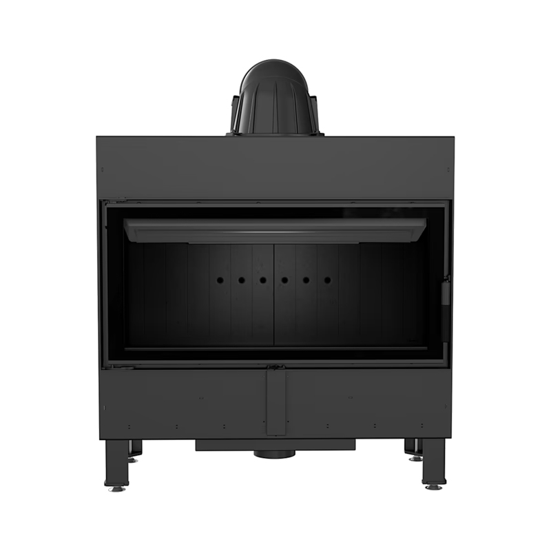 Kratki LUCY 16 BLACK Ενεργειακό Τζάκι Ξύλου Αερόθερμο 16kw Ίσιο από Χάλυβα με Ανοιγόμενη Πόρτα