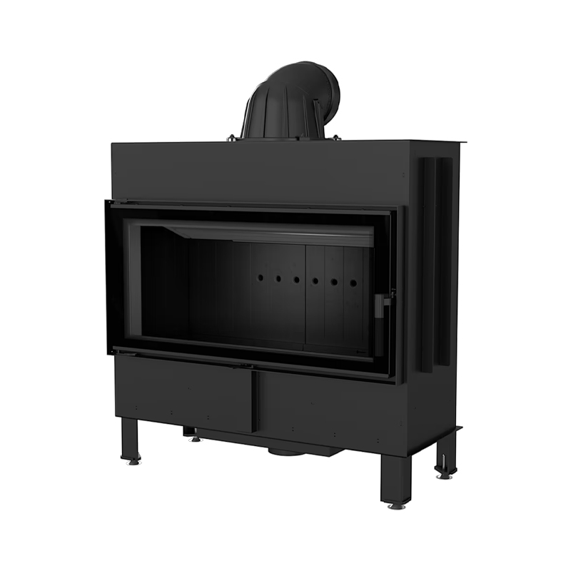 Kratki LUCY 16 BLACK Ενεργειακό Τζάκι Ξύλου Αερόθερμο 16kw Ίσιο από Χάλυβα με Ανοιγόμενη Πόρτα