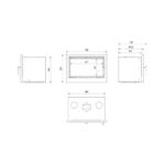 Kratki KASETA ARKE 70 Ενεργειακό Τζάκι Κασέτα Ξύλου 8kW Ίσιο με Ανοιγόμενη Πόρτα Διαστάσεις