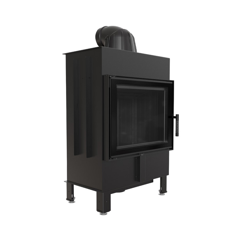 Kratki LUCY 12 BLACK Ενεργειακό Τζάκι Ξύλου Αερόθερμο 12kw Ίσιο από Χάλυβα με Ανοιγόμενη Πόρτα