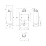 Kratki LUCY 12 Ενεργειακό Τζάκι Ξύλου Αερόθερμο 12kw Ίσιο από Χάλυβα με Ανοιγόμενη Πόρτα Τεχνικό Σχέδιο