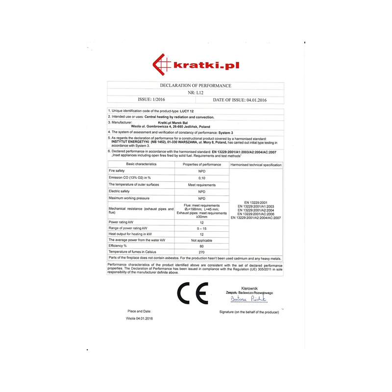 Kratki LUCY 12 Ενεργειακό Τζάκι Ξύλου Αερόθερμο 12kw Ίσιο από Χάλυβα με Ανοιγόμενη Πόρτα CE