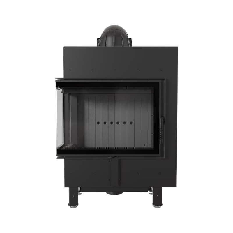 Kratki LUCY 12 L BS BLACK Ενεργειακό Τζάκι Ξύλου Αερόθερμο 12kw Αριστερή Γωνία από Χάλυβα με Ανοιγόμενη Πόρτα