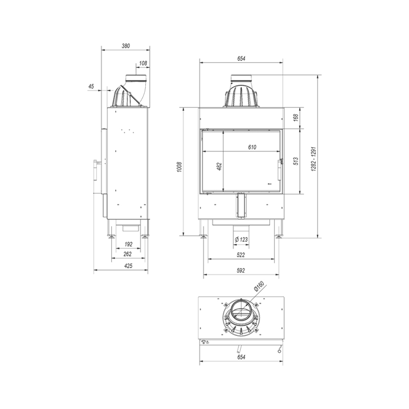 Kratki LUCY 12 SLIM Ενεργειακό Τζάκι Ξύλου Αερόθερμο 8kw Ίσιο από Χάλυβα με Ανοιγόμενη Πόρτα