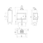 Kratki LUCY 12 SLIM L BS Ενεργειακό Τζάκι Ξύλου Αερόθερμο 8kw Αριστερή Γωνία από Χάλυβα με Ανοιγόμενη Πόρτα