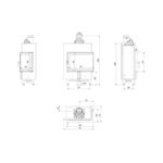 Kratki LUCY 12 SLIM P BS Ενεργειακό Τζάκι Ξύλου Αερόθερμο 8kw Δεξιά Γωνία από Χάλυβα με Ανοιγόμενη Πόρτα Τεχνικό Σχέδιο
