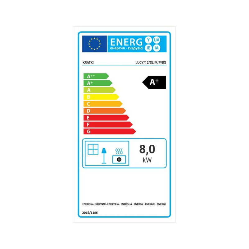 Kratki LUCY 12 SLIM P BS Ενεργειακό Τζάκι Ξύλου Αερόθερμο 8kw Δεξιά Γωνία από Χάλυβα με Ανοιγόμενη Πόρτα Ενεργειακή Καρτέλα