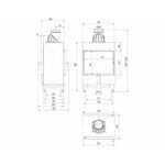 Kratki LUCY 12 T BLACK Ενεργειακό Τζάκι Ξύλου Αερόθερμο 12kW Διαμπερές από Χάλυβα με Ανοιγόμενη Πόρτα Τεχνικό Σχέδιο