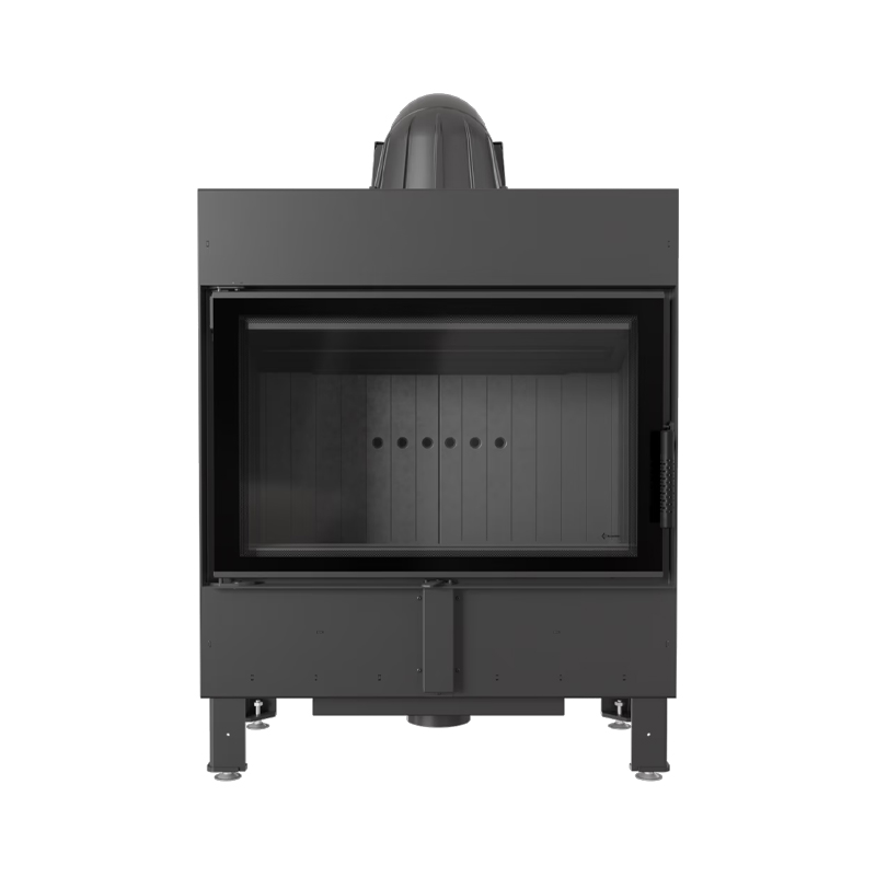 Kratki LUCY 14 BLACK Ενεργειακό Τζάκι Ξύλου Αερόθερμο 14kw Ίσιο από Χάλυβα με Ανοιγόμενη Πόρτα