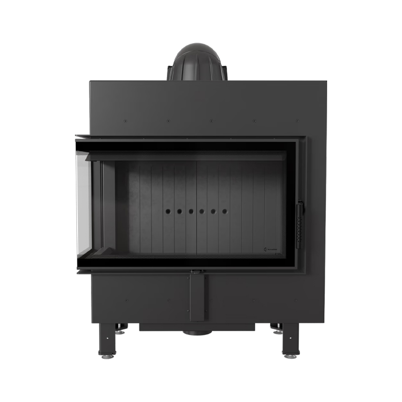 Kratki LUCY 14 L BS BLACK Ενεργειακό Τζάκι Ξύλου Αερόθερμο 14kw Αριστερή Γωνία από Χάλυβα με Ανοιγόμενη Πόρτα