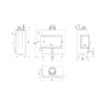 Kratki LUCY 14 L BS BLACK Ενεργειακό Τζάκι Ξύλου Αερόθερμο 14kw Αριστερή Γωνία από Χάλυβα με Ανοιγόμενη Πόρτα Τεχνικό Σχέδιο