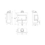 Kratki LUCY 14 L BS Ενεργειακό Τζάκι Ξύλου Αερόθερμο 14kw Αριστερή Γωνία από Χάλυβα με Ανοιγόμενη Πόρτα Τεχνικό Σχέδιο