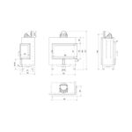 Kratki LUCY 14 P BS Ενεργειακό Τζάκι Ξύλου Αερόθερμο 14kw Αριστερή Γωνία από Χάλυβα με Ανοιγόμενη Πόρτα Τεχνικό Σχέδιο