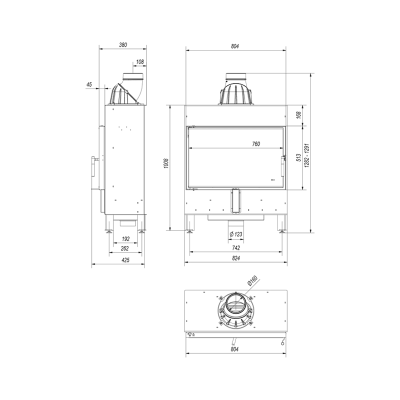 Kratki LUCY 14 SLIM Ενεργειακό Τζάκι Ξύλου Αερόθερμο 10kw Ίσιο από Χάλυβα με Ανοιγόμενη Πόρτα