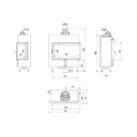 Kratki LUCY 14 SLIM P BS Ενεργειακό Τζάκι Ξύλου Αερόθερμο 10kw Δεξιά Γωνία από Χάλυβα με Ανοιγόμενη Πόρτα Τεχνικό Σχέδιο