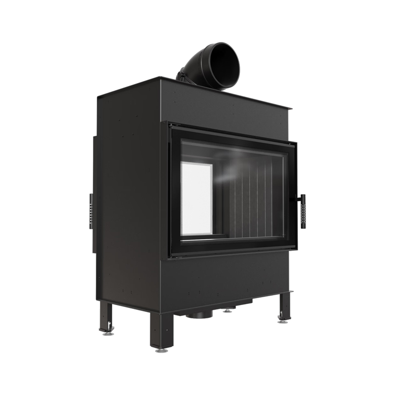 Kratki LUCY 14 T BLACK Ενεργειακό Τζάκι Ξύλου Αερόθερμο 14kw Διαμπερές από Χάλυβα με Ανοιγόμενη Πόρτα