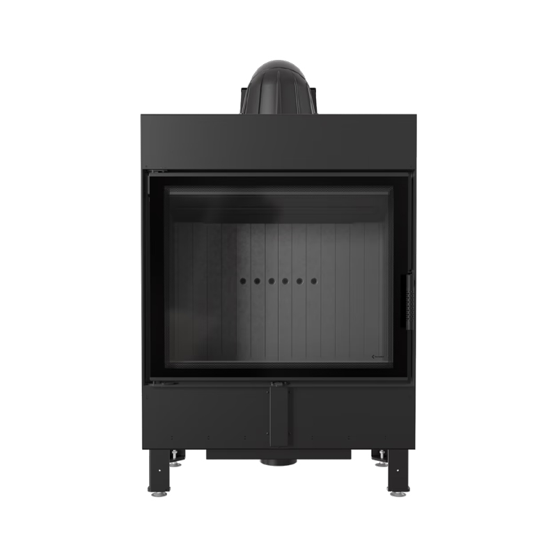 Kratki LUCY 15 BLACK Ενεργειακό Τζάκι Ξύλου Αερόθερμο 15kw Ίσιο από Χάλυβα με Ανοιγόμενη Πόρτα