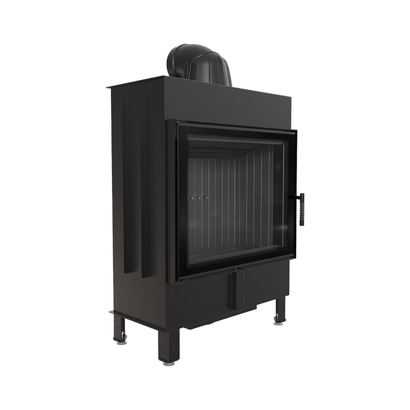 Kratki LUCY 15 BLACK Ενεργειακό Τζάκι Ξύλου Αερόθερμο 15kw Ίσιο από Χάλυβα με Ανοιγόμενη Πόρτα