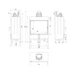 Kratki LUCY 15 Ενεργειακό Τζάκι Ξύλου Αερόθερμο 15kw Ίσιο από Χάλυβα με Ανοιγόμενη Πόρτα Τεχνικό Σχέδιο