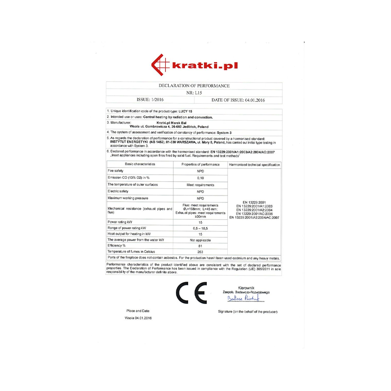 Kratki LUCY 15 Ενεργειακό Τζάκι Ξύλου Αερόθερμο 15kw Ίσιο από Χάλυβα με Ανοιγόμενη Πόρτα CE