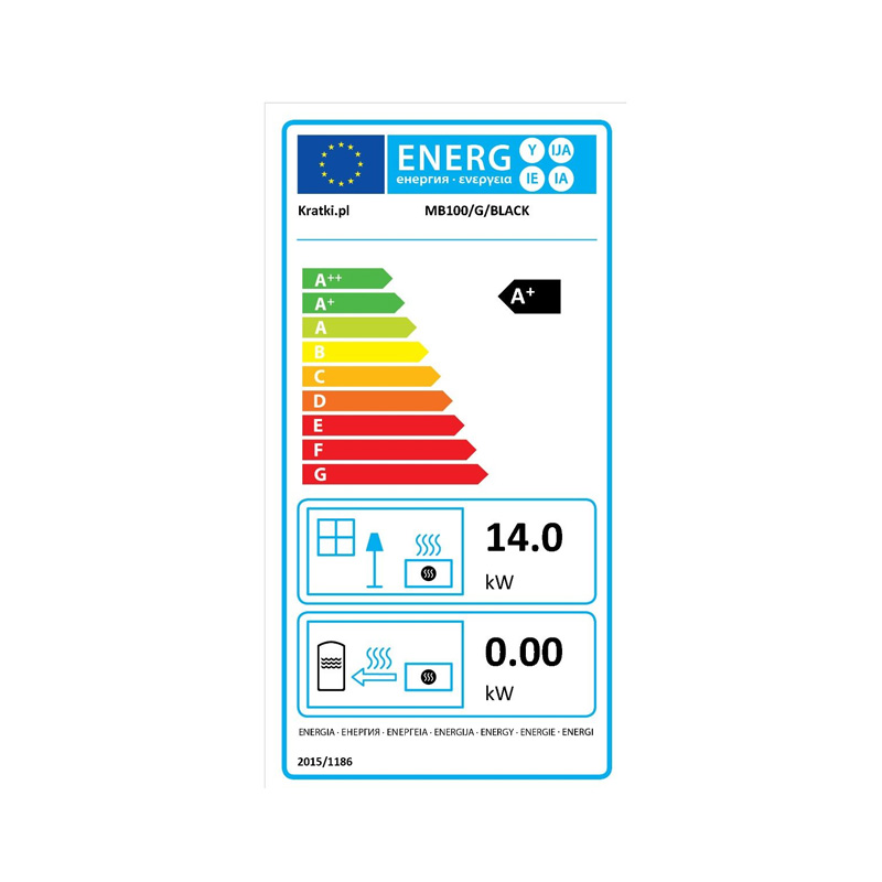 Kratki MB 100 G BLACK Ενεργειακό Τζάκι Ξύλου Αερόθερμο 14kw Ίσιο από Χάλυβα με Συρόμενη Πόρτα Ενεργειακή Καρτέλα