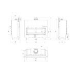 Kratki MB 120 G BLACK Ενεργειακό Τζάκι Ξύλου Αερόθερμο 20kw Ίσιο από Χάλυβα με Συρόμενη Πόρτα Τεχνικό Σχέδιο