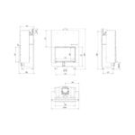 Kratki MBA G BLACK Ενεργειακό Τζάκι Ξύλου Αερόθερμο 17kw Ίσιο από Χάλυβα με Συρόμενη Πόρτα Τεχνικό Σχέδιο